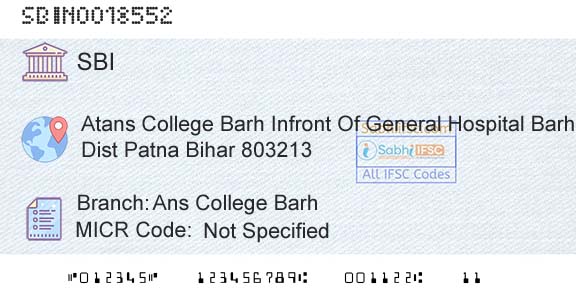 State Bank Of India Ans College BarhBranch 