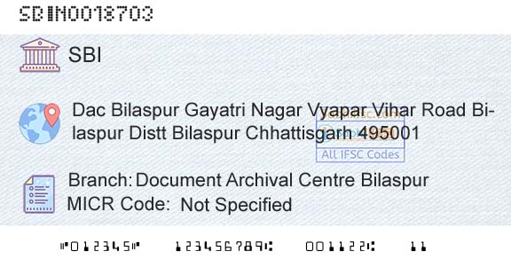 State Bank Of India Document Archival Centre BilaspurBranch 