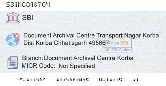 State Bank Of India Document Archival Centre KorbaBranch 