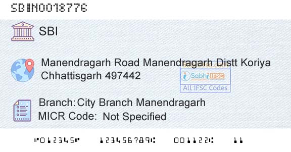 State Bank Of India City Branch ManendragarhBranch 