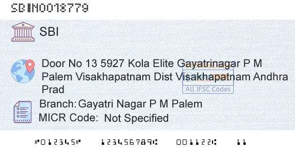 State Bank Of India Gayatri Nagar P M PalemBranch 
