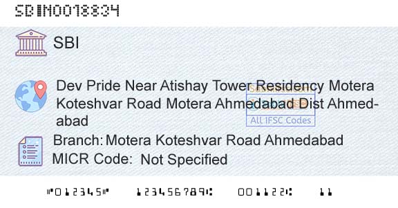State Bank Of India Motera Koteshvar Road AhmedabadBranch 