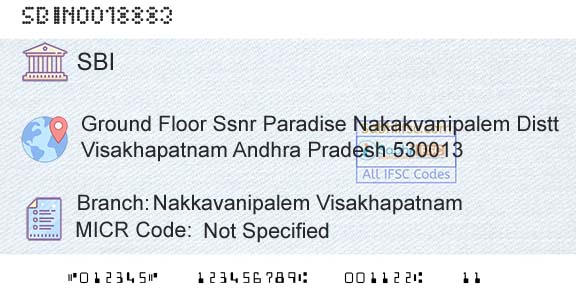 State Bank Of India Nakkavanipalem VisakhapatnamBranch 