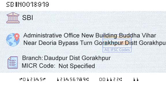 State Bank Of India Daudpur Dist GorakhpurBranch 