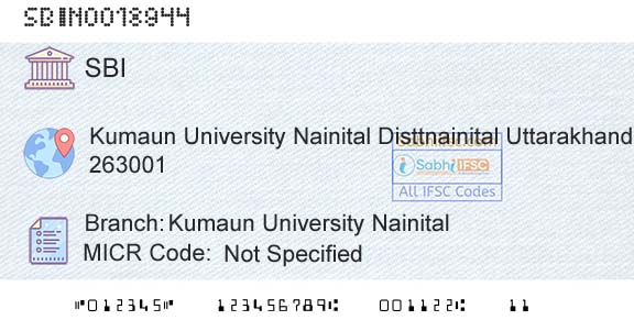 State Bank Of India Kumaun University NainitalBranch 