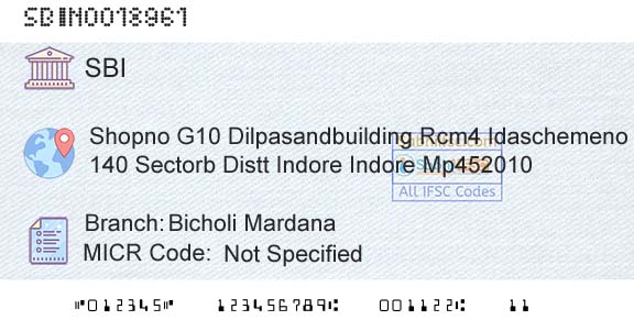 State Bank Of India Bicholi MardanaBranch 