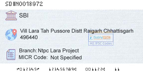 State Bank Of India Ntpc Lara ProjectBranch 
