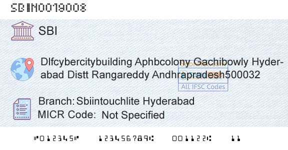 State Bank Of India Sbiintouchlite HyderabadBranch 