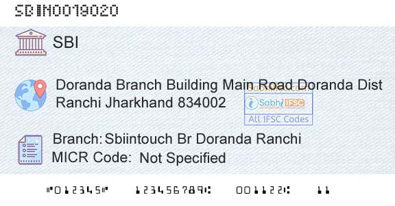 State Bank Of India Sbiintouch Br Doranda RanchiBranch 