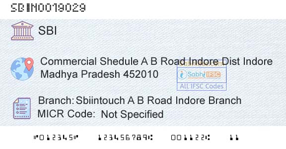 State Bank Of India Sbiintouch A B Road Indore BranchBranch 