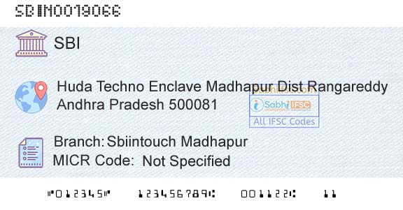 State Bank Of India Sbiintouch MadhapurBranch 