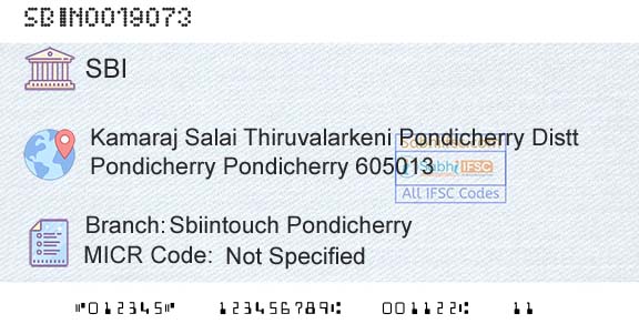 State Bank Of India Sbiintouch PondicherryBranch 