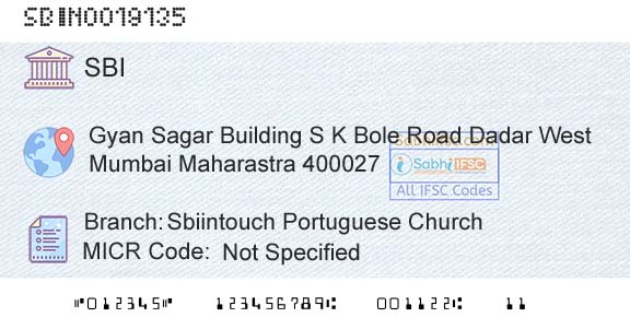 State Bank Of India Sbiintouch Portuguese ChurchBranch 