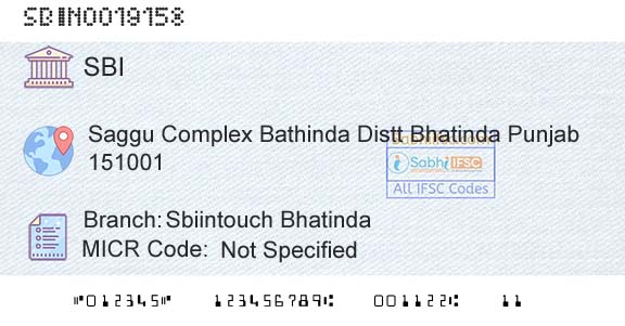 State Bank Of India Sbiintouch BhatindaBranch 