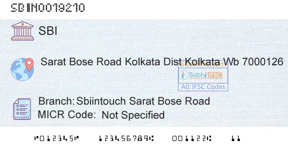 State Bank Of India Sbiintouch Sarat Bose RoadBranch 