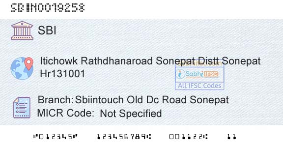 State Bank Of India Sbiintouch Old Dc Road SonepatBranch 