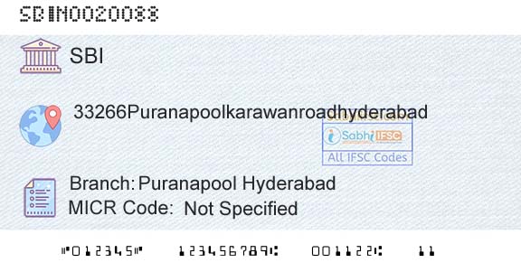 State Bank Of India Puranapool HyderabadBranch 