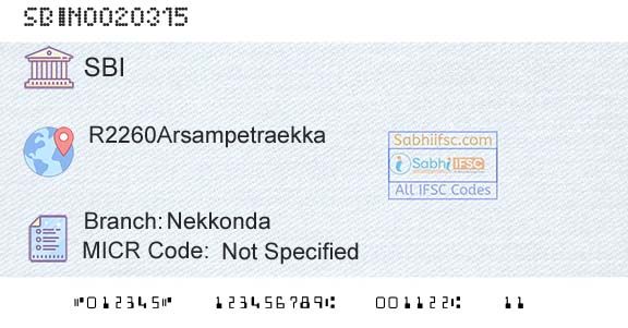 State Bank Of India NekkondaBranch 