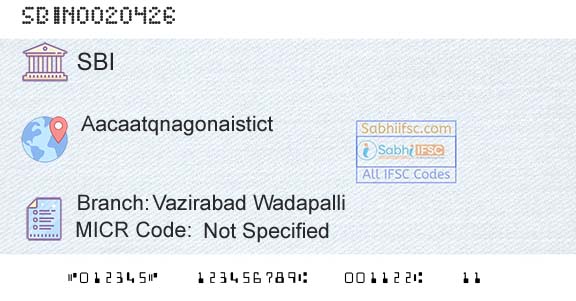 State Bank Of India Vazirabad WadapalliBranch 