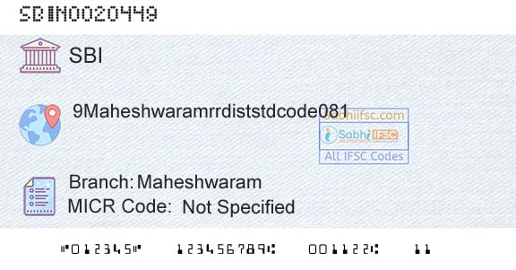 State Bank Of India MaheshwaramBranch 