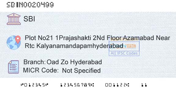 State Bank Of India Oad Zo HyderabadBranch 
