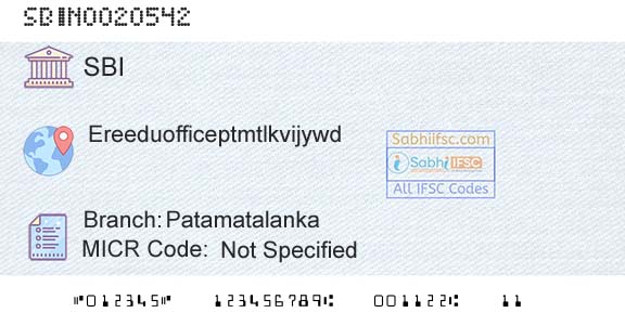 State Bank Of India PatamatalankaBranch 