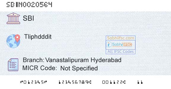 State Bank Of India Vanastalipuram HyderabadBranch 