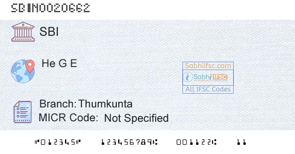 State Bank Of India ThumkuntaBranch 