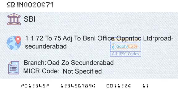 State Bank Of India Oad Zo SecunderabadBranch 