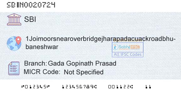 State Bank Of India Gada Gopinath PrasadBranch 