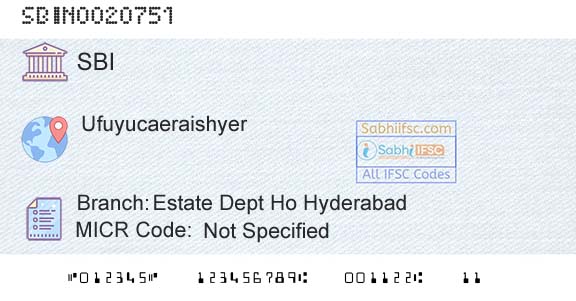 State Bank Of India Estate Dept Ho HyderabadBranch 