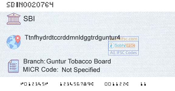 State Bank Of India Guntur Tobacco BoardBranch 