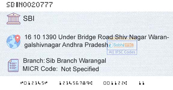 State Bank Of India Sib Branch WarangalBranch 