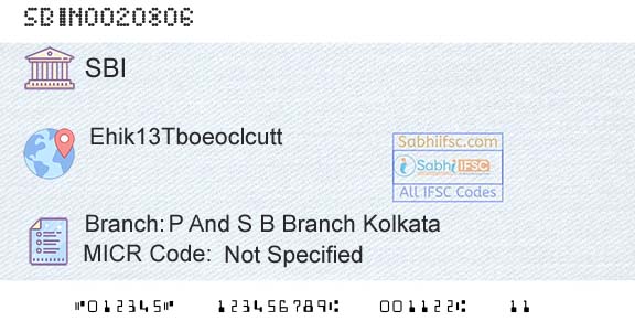 State Bank Of India P And S B Branch KolkataBranch 