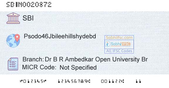 State Bank Of India Dr B R Ambedkar Open University BrBranch 