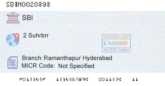 State Bank Of India Ramanthapur HyderabadBranch 