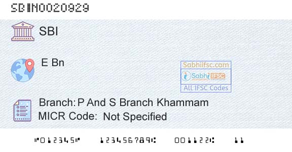 State Bank Of India P And S Branch KhammamBranch 