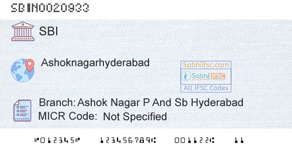 State Bank Of India Ashok Nagar P And Sb HyderabadBranch 