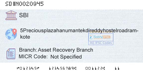 State Bank Of India Asset Recovery BranchBranch 