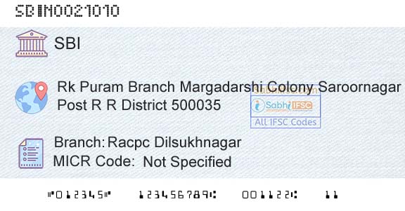 State Bank Of India Racpc DilsukhnagarBranch 
