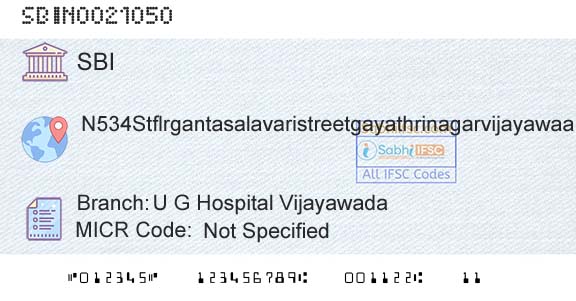 State Bank Of India U G Hospital VijayawadaBranch 