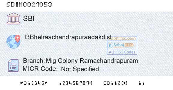 State Bank Of India Mig Colony RamachandrapuramBranch 