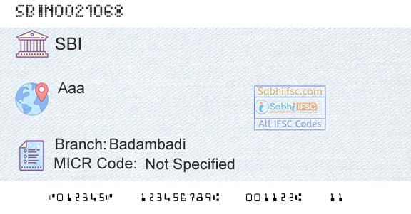 State Bank Of India BadambadiBranch 