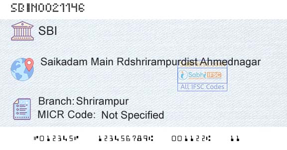 State Bank Of India ShrirampurBranch 