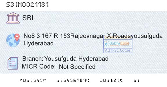 State Bank Of India Yousufguda HyderabadBranch 