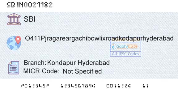 State Bank Of India Kondapur HyderabadBranch 
