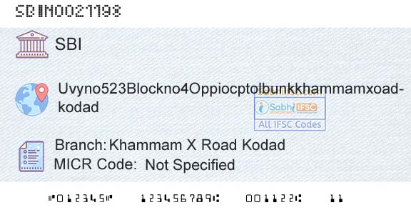 State Bank Of India Khammam X Road KodadBranch 
