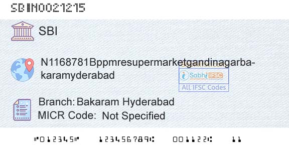 State Bank Of India Bakaram HyderabadBranch 
