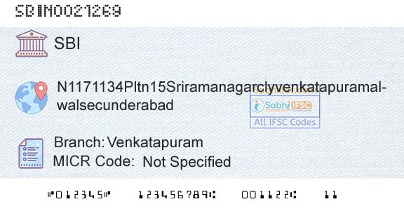 State Bank Of India VenkatapuramBranch 