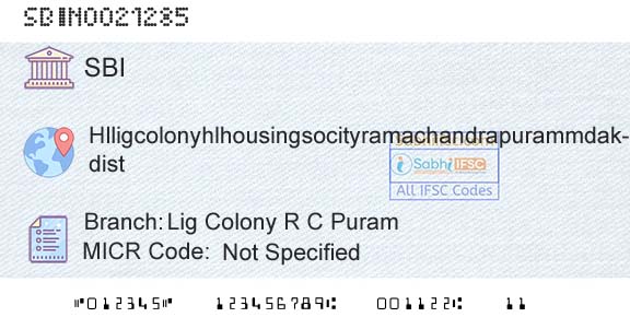 State Bank Of India Lig Colony R C PuramBranch 